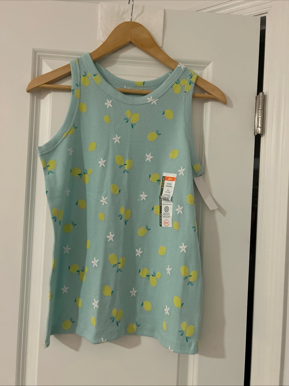 Wonder Nation Girls Kid Tough Ribbed Tank Top, XL (14-16) Plus, Lemons- NWT